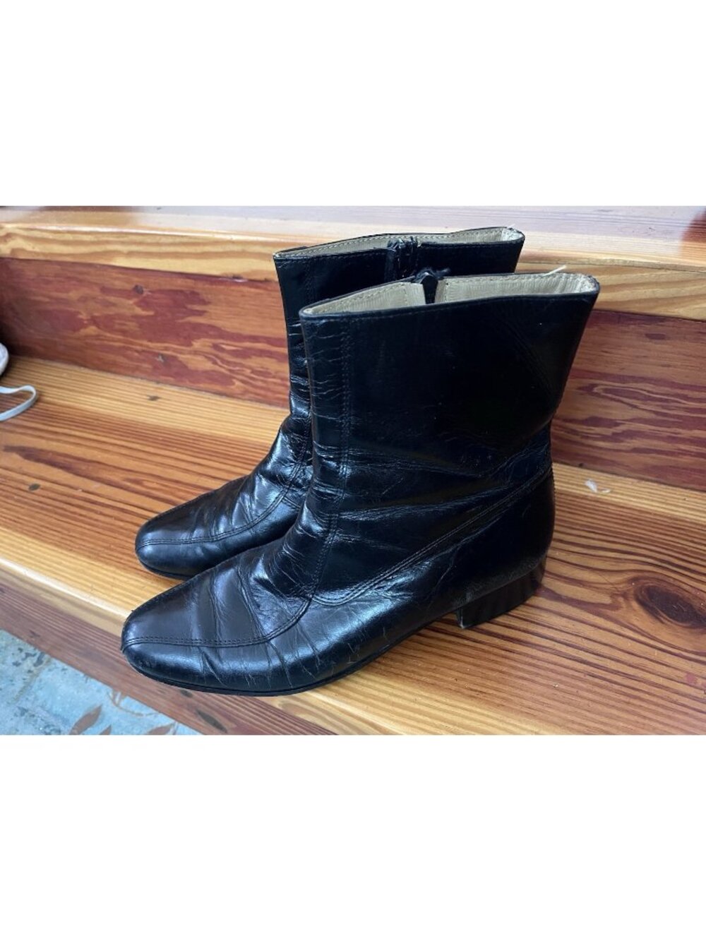VTG Men’s Ankle Boots Black Leather Beatle Chelsea Hipster Style Leather Sz 8 D